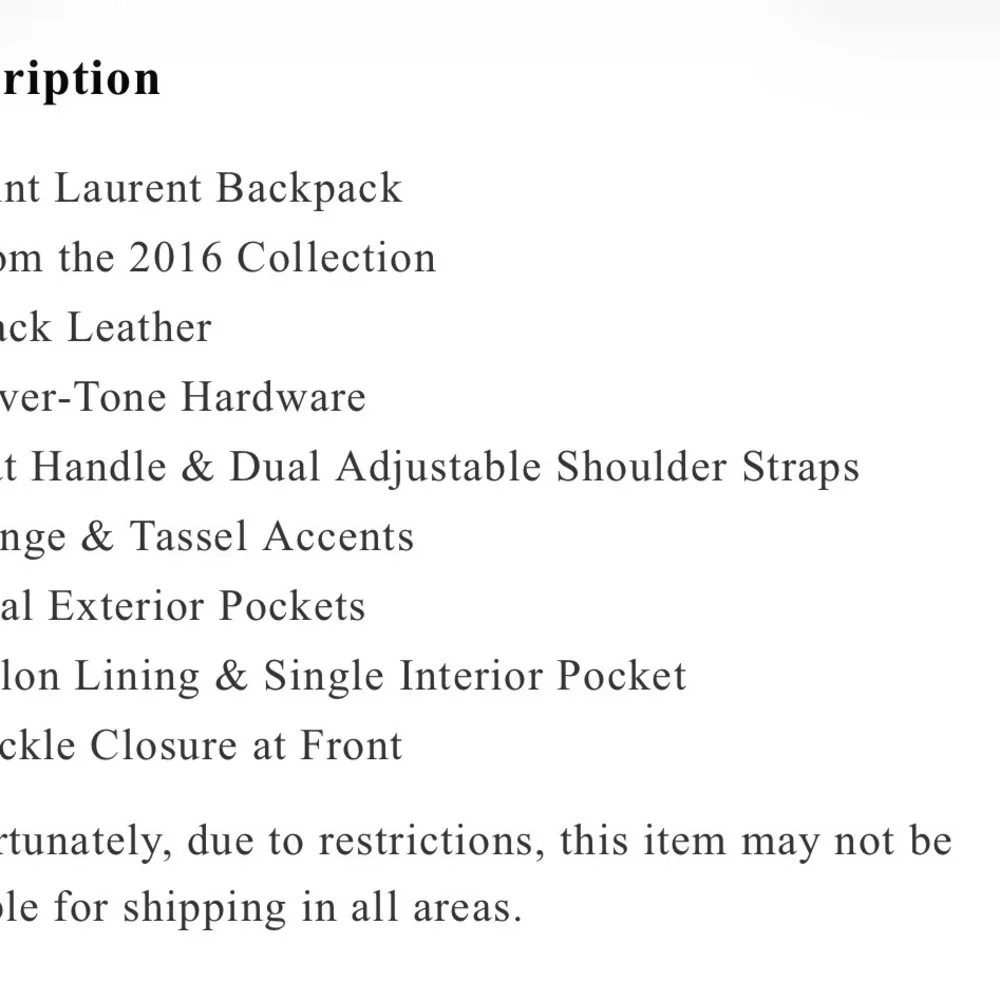 Saint Laurent Black Backpack with Fringe - Picture 4 of 5